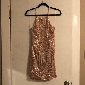 Rose gold sequin dress